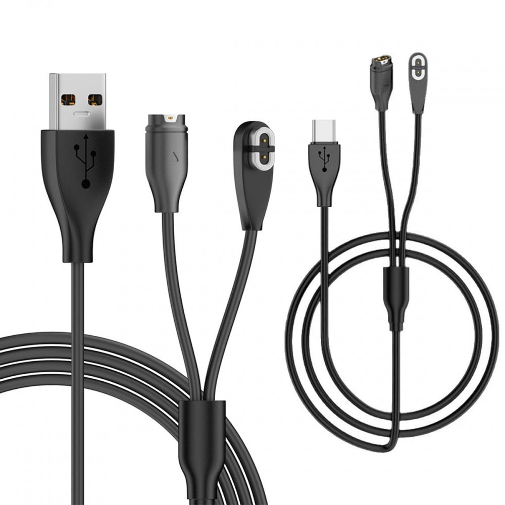 2pcs/lot USB Type-C & Type-A to 2Pin 4Pin Magnetic Smart Watch Earphone Charging Cable Combo Compatible with Garmin Shokz