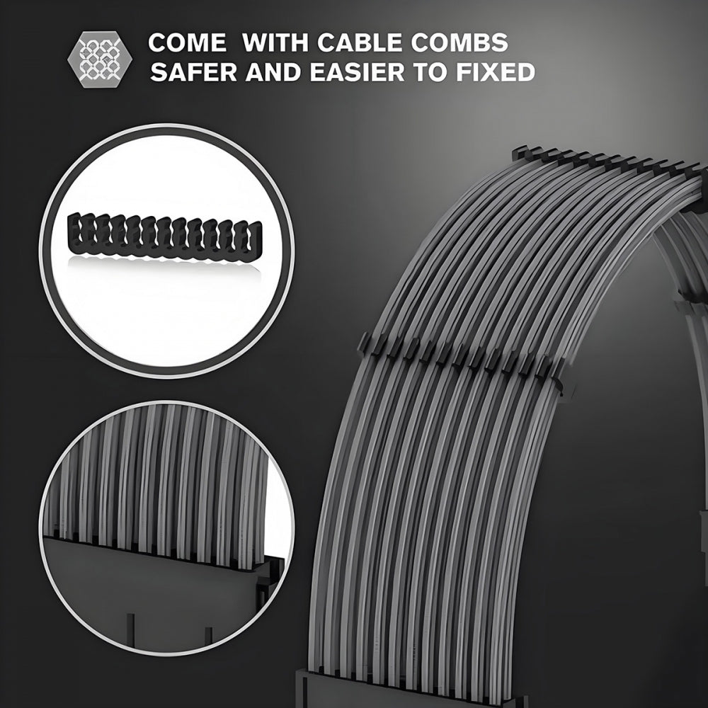 ATX3.0 24Pin Male to ATX 24pin Female Extension Power Cable Cord 30cm with Sleeve for Mainboard Motherboard Desktops PC Supply