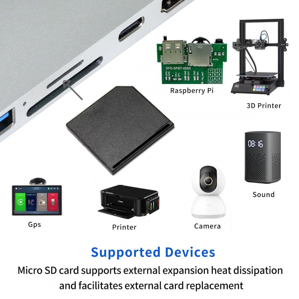 Black Micro SD TF T-Flash Memory Card to SD Card Socket Adapter Low Profile Short Body for Extra Storage Mac Laptop