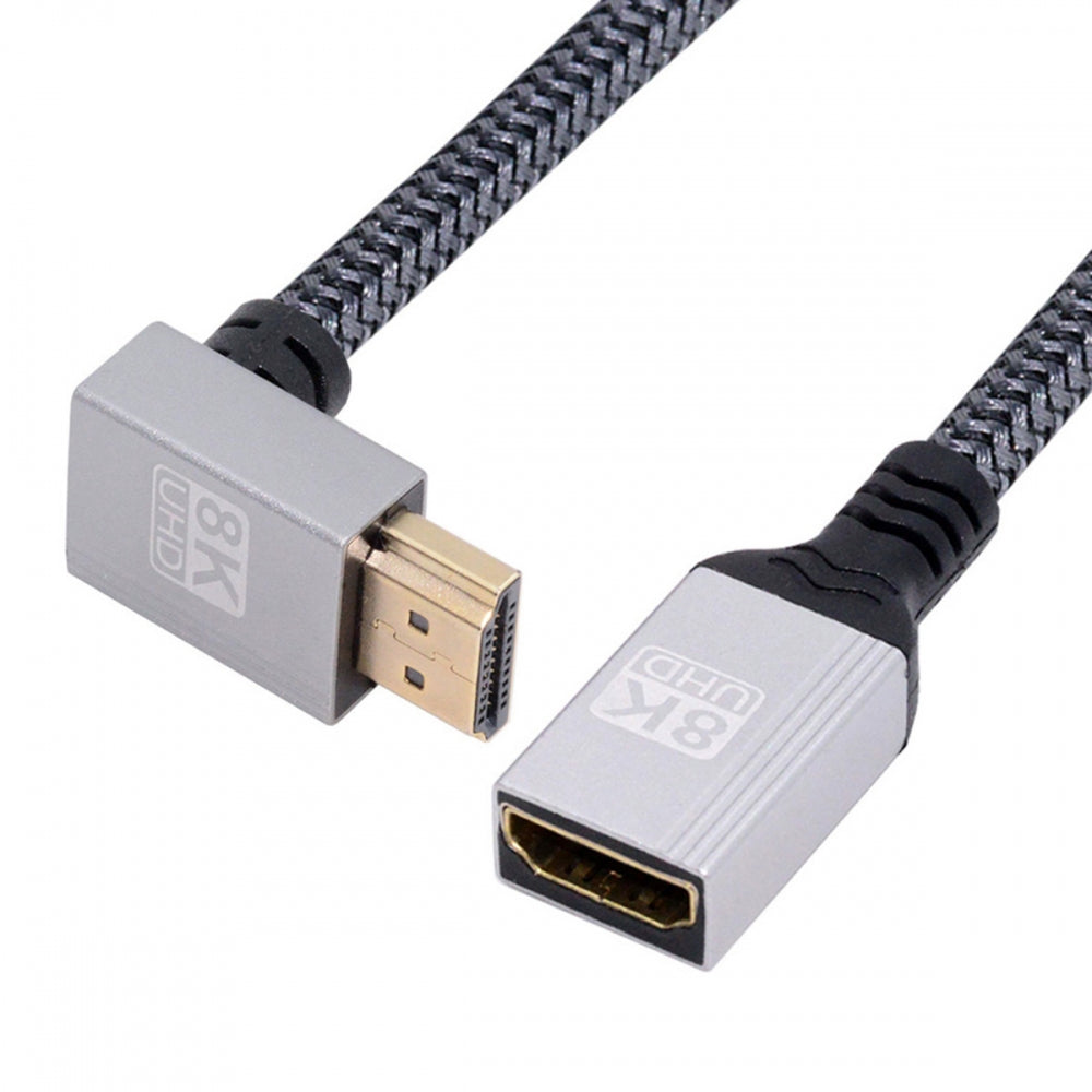 8K Type-A HDMI 2.1 Male 90 Degree Up Angled to HDMI Female Extension HDTV Cable for DV Camera Laptop Monitor