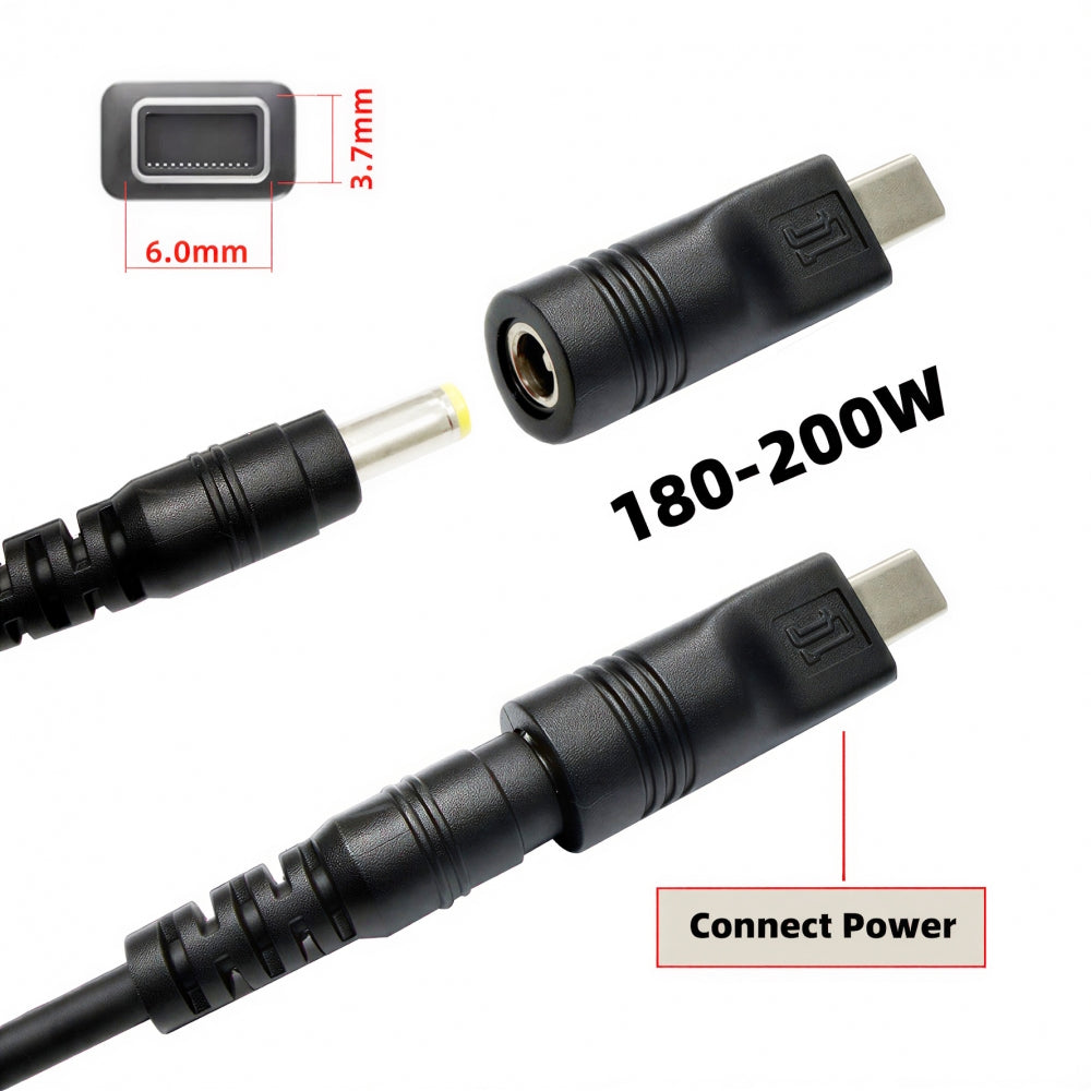 180W 200W Power DC Jack 4.5*3.0mm Input to Flow 14 16 Air Rectangle Plug Charge Adapter Compatible with ROG Laptop
