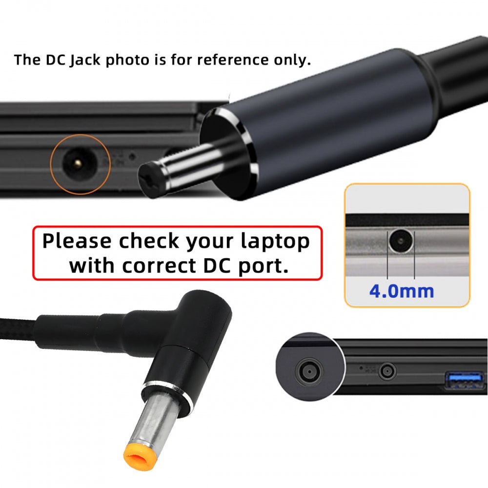 100W Type-C USB-C Female Input to DC 4.0*1.7mm Plug Output Power 20V 5A PD Charge Cable 16cm for Laptop