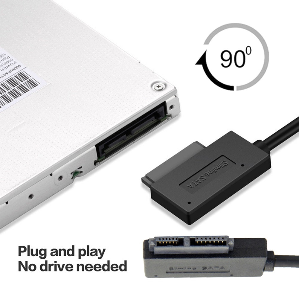 Cablecc USB 3.0 to Slimline Sata 7+6 13pin Adapter Cable for Laptop Cd DVD Rom Optical Drive