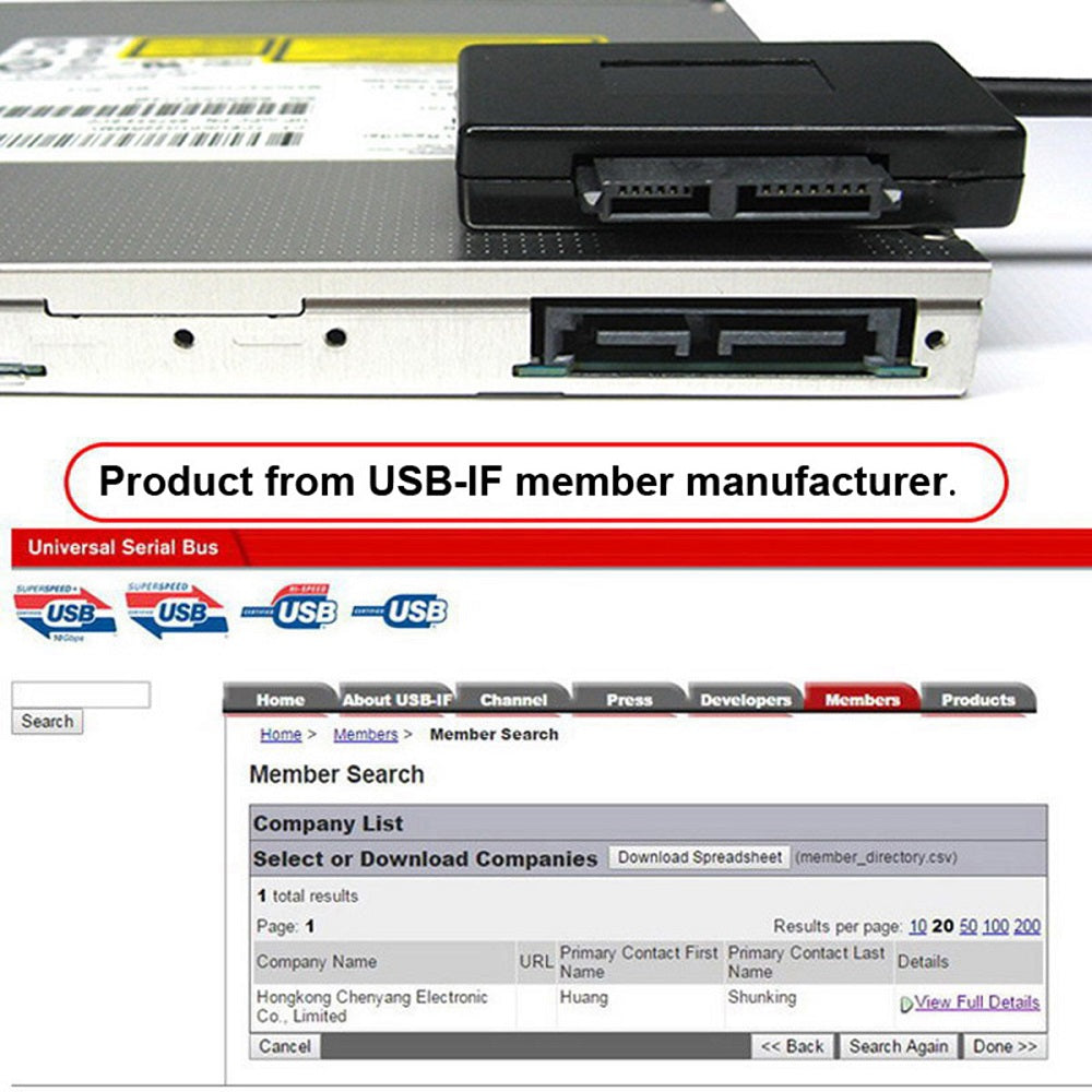 Cablecc USB 3.0 to Slimline Sata 7+6 13pin Adapter Cable for Laptop Cd DVD Rom Optical Drive