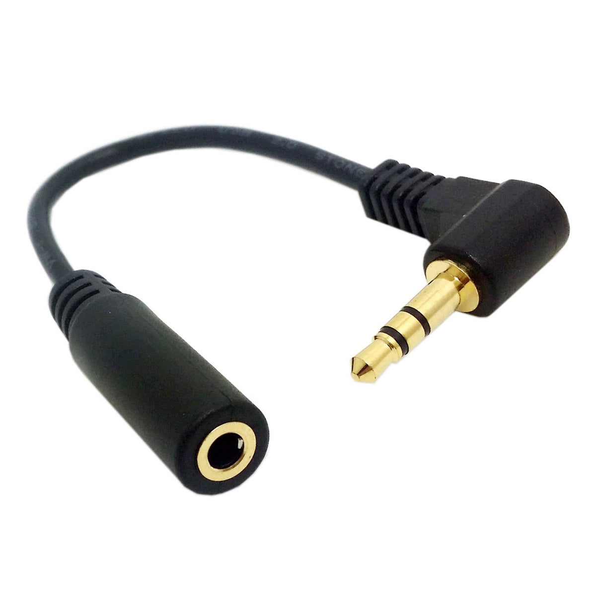 90 degree right angled 3.5mm 3poles Audio Stereo Male to Female Extension Cable 10cm Black CA-045
