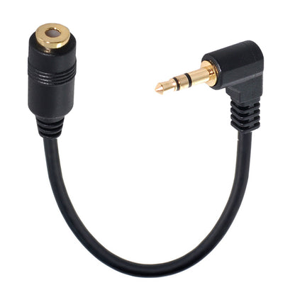 90 degree right angled 3.5mm 3poles Audio Stereo Male to Female Extension Cable 10cm Black CA-045
