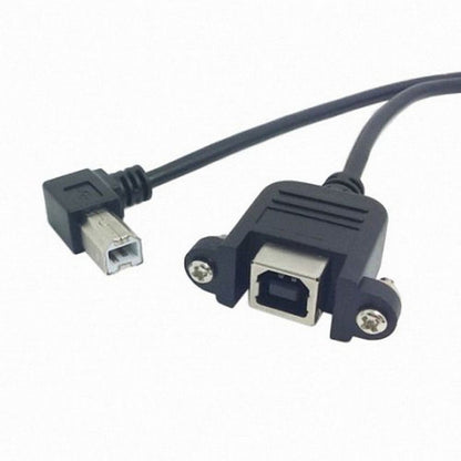 90 Degree Right Angled USB B Type Male to Female extension cable with screws for Panel Mount CC-U2-132-RI