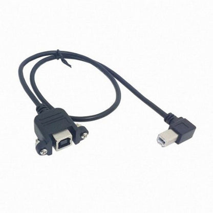 90 Degree Right Angled USB B Type Male to Female extension cable with screws for Panel Mount CC-U2-132-RI