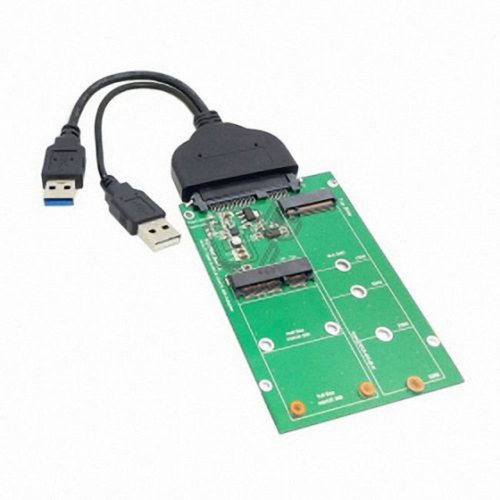 USB 3.0 to SATA 22pin 2.5" Hard Disk to 2 in 1 Combo Mini PCI- E 2 Lane M.2 NGFF mSATA SSD Adapter Converter U3-067+SA-130