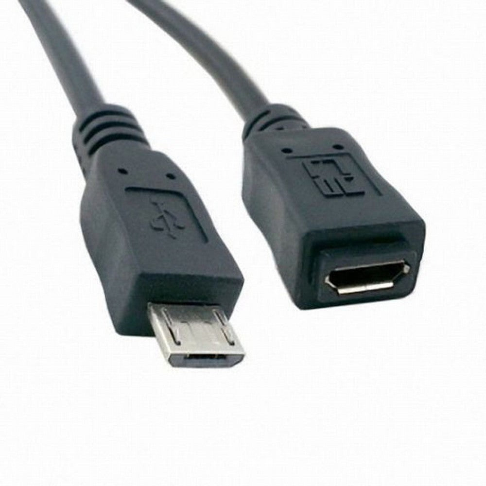 50cm Full Pin Connected Micro USB 2.0 type 5Pin Male to Female Cable for Tablet Phone MHL OTG Extension U2-096-BK-0.5M