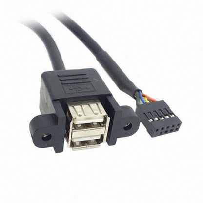 50cm Stackable Dual USB 2.0 A Type Female to Motherboard 9 Pin Header Cable with Screw Panel Holes U2-156