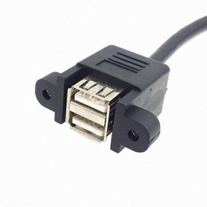 50cm Stackable Dual USB 2.0 A Type Female to Motherboard 9 Pin Header Cable with Screw Panel Holes U2-156