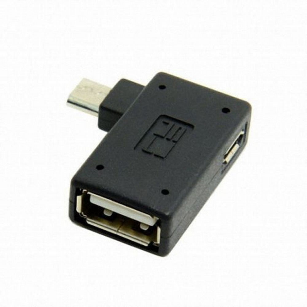 90 Degree Right Angled Micro USB 2.0 OTG Host Adapter with USB Power for Galaxy S3 S4 S5 Note2 Note3 Cell Phone Tablet U2-141-RI