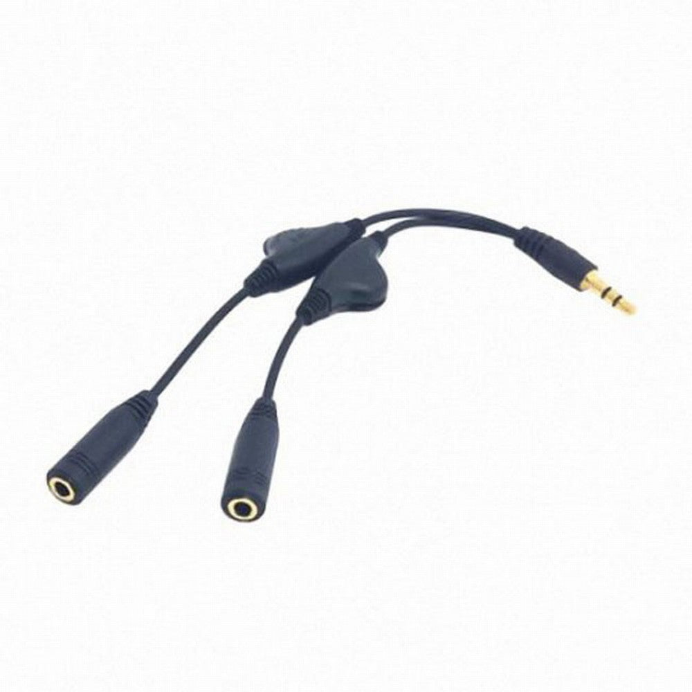 3.5mm Stereo Male to Double 3.5mm Female Audio Headphone Y Splitter Cable with Volume Control Switch CA-010