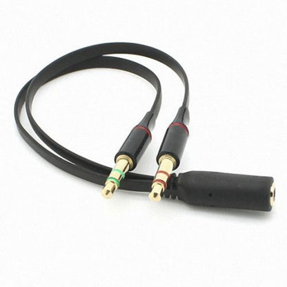 Black Dual 3.5mm Male to Single Female Headphone Microphone Audio Splitter Cable for Cell Phone Tablet Laptop CA-021