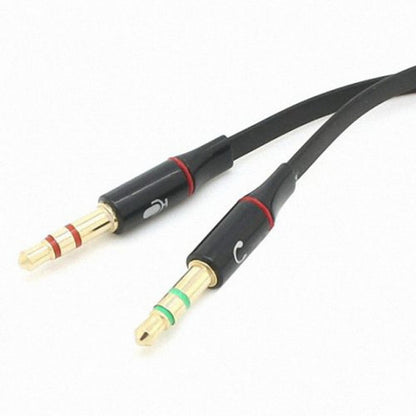 Black Dual 3.5mm Male to Single Female Headphone Microphone Audio Splitter Cable for Cell Phone Tablet Laptop CA-021