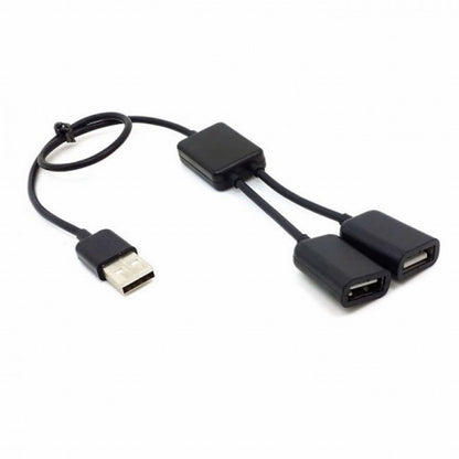 Black 1 to 2 USB 2.0 Dual Ports Hub Cable Bus Power For Laptop Desktop PC Mouse Flash Disk U2-125