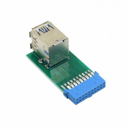 Vertical Dual USB 3.0 A Type Female to Motherboard 20 Pin Box Header Slot Adapter PCBA U3-080