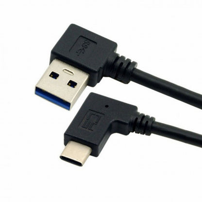 Reversible USB 3.1 USB-C Angled to 90 Degree Left Angled A Male Data Cable for Laptop Tablet Mobile Phone UC-089-LE