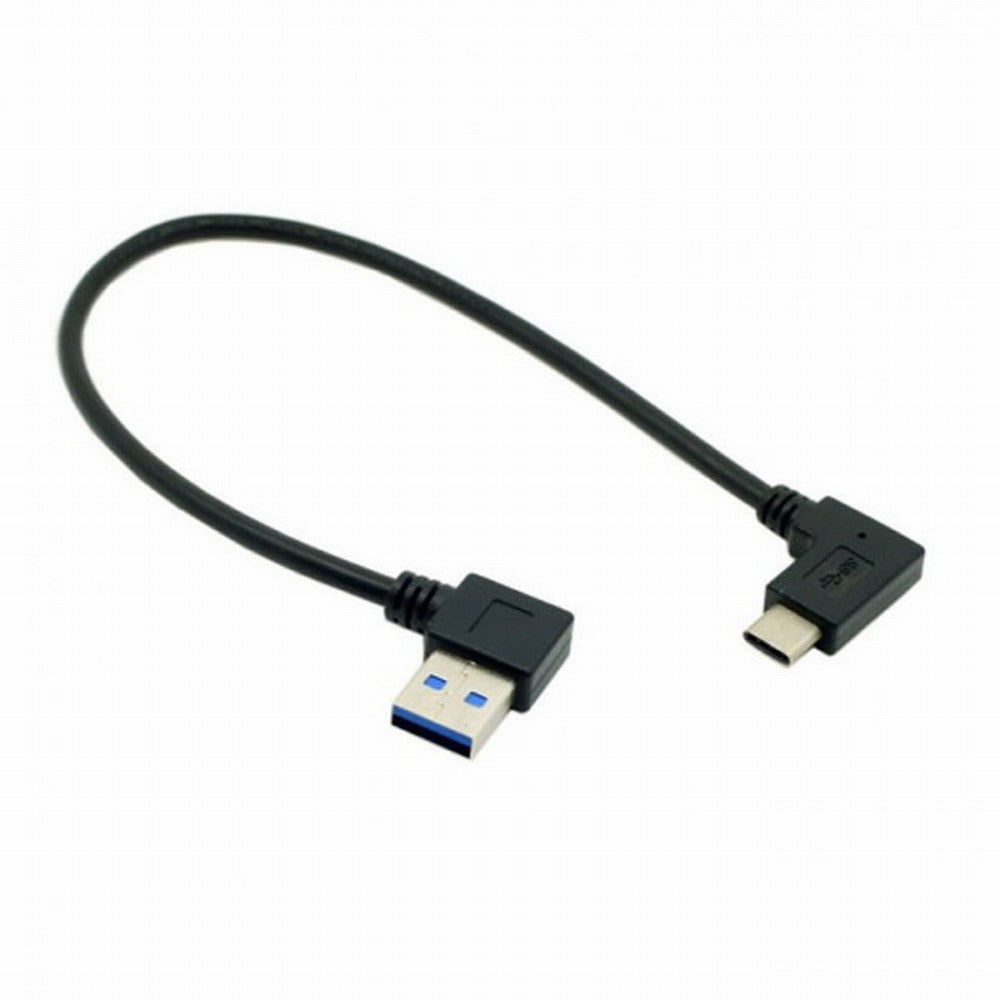 Reversible USB 3.1 USB-C Angled to 90 Degree Left Angled A Male Data Cable for Laptop Tablet Mobile Phone UC-089-LE