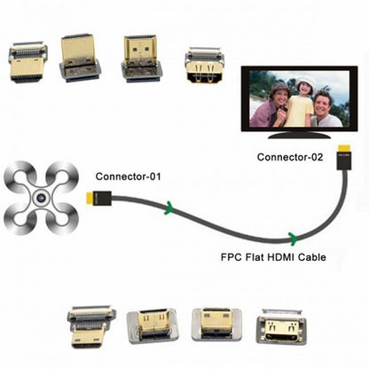 CYFPVHDMI HDMI Type A Male Connector Up Angled 90 Degree for FPV HDTV Multicopter Aerial Photography CN-018-UP