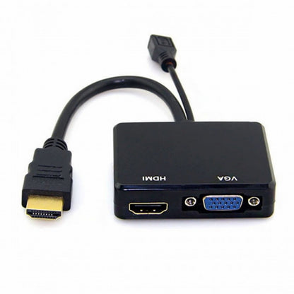 HDMI to VGA HDMI Female Splitter with Audio Video Cable Converter Adapter For HDTV PC Monitor HD-033