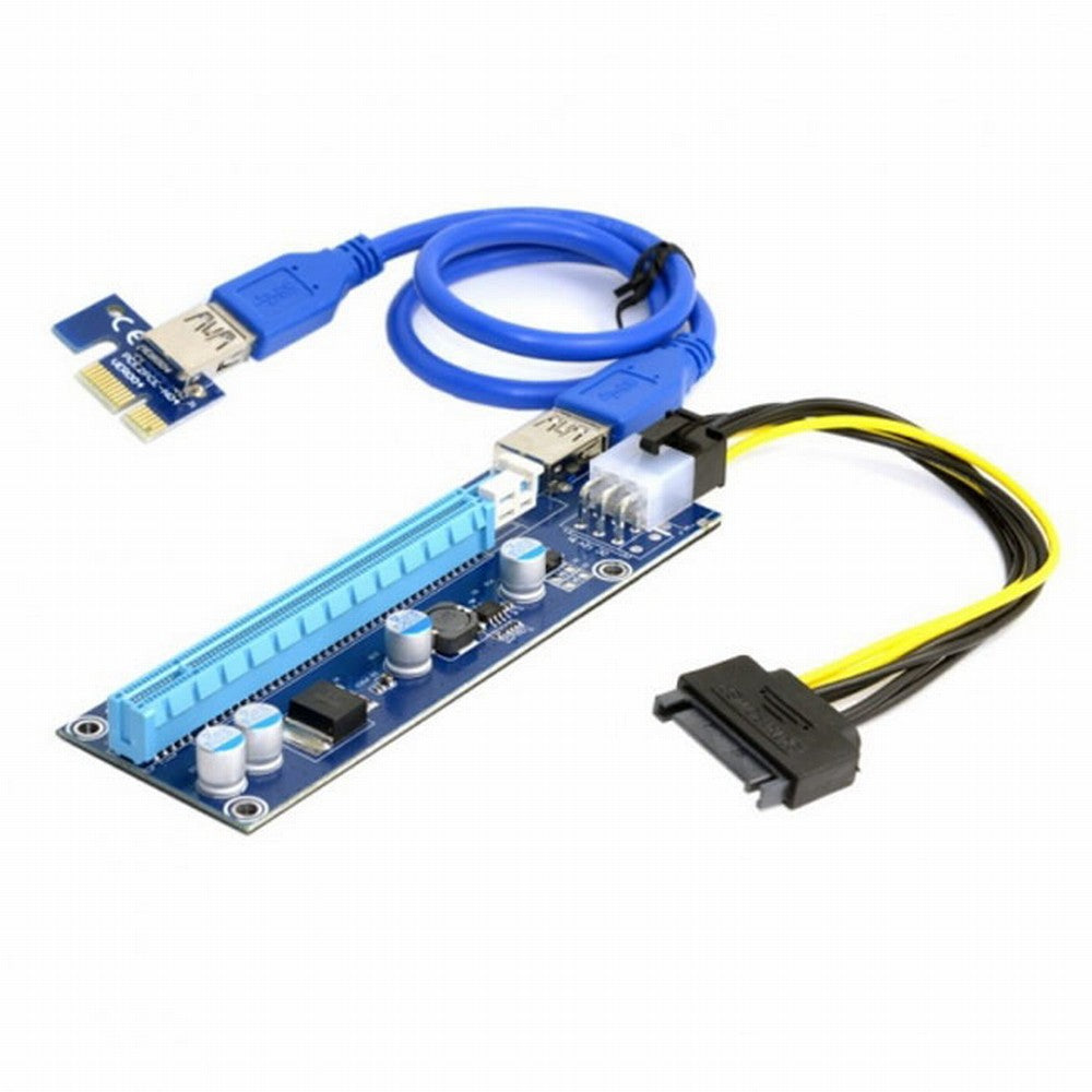 PCI-E 1x to 16x Mining Machine Enhanced Extender Riser Adapter with USB 3.0 6Pin Power Cable EP-037