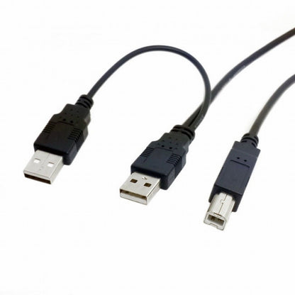Dual USB 2.0 Male to Standard B Male Y Cable 80cm for Printer Scanner External Hard Disk Drive U2-073
