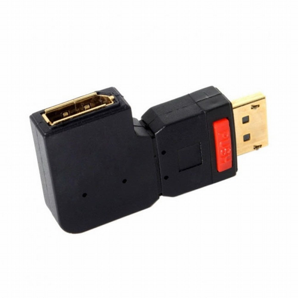 Left Angled 90 Degree DisplayPort Male to Female Extension Adapter Standard DP 4K DP-016-LE