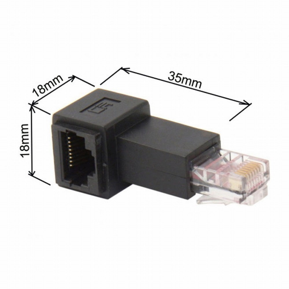 Right Angled 90 Degree 8P8C FTP STP UTP Cat 5e Male to Female Lan Ethernet Network Extension Adapter UT-010-RI