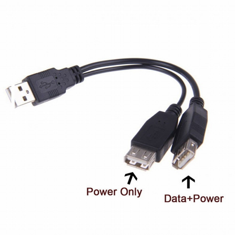 USB 2.0 A Male to Dual Data USB 2.0 A Female + Power Cable USB 2.0 A Female Extension Cable 20cm U2-136