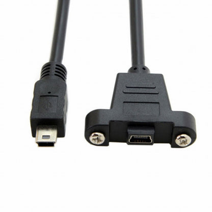 Panel Mount Type Mini USB 5Pin Male to Female Extension Adapter Cable with Screws 50cm U2-050-BK
