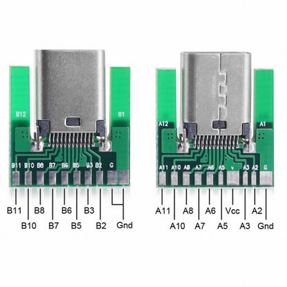 DIY 24pin USB 3.1 Type C Male Female Plug Socket Connector SMT type with PC Board 1 set UC-206+207