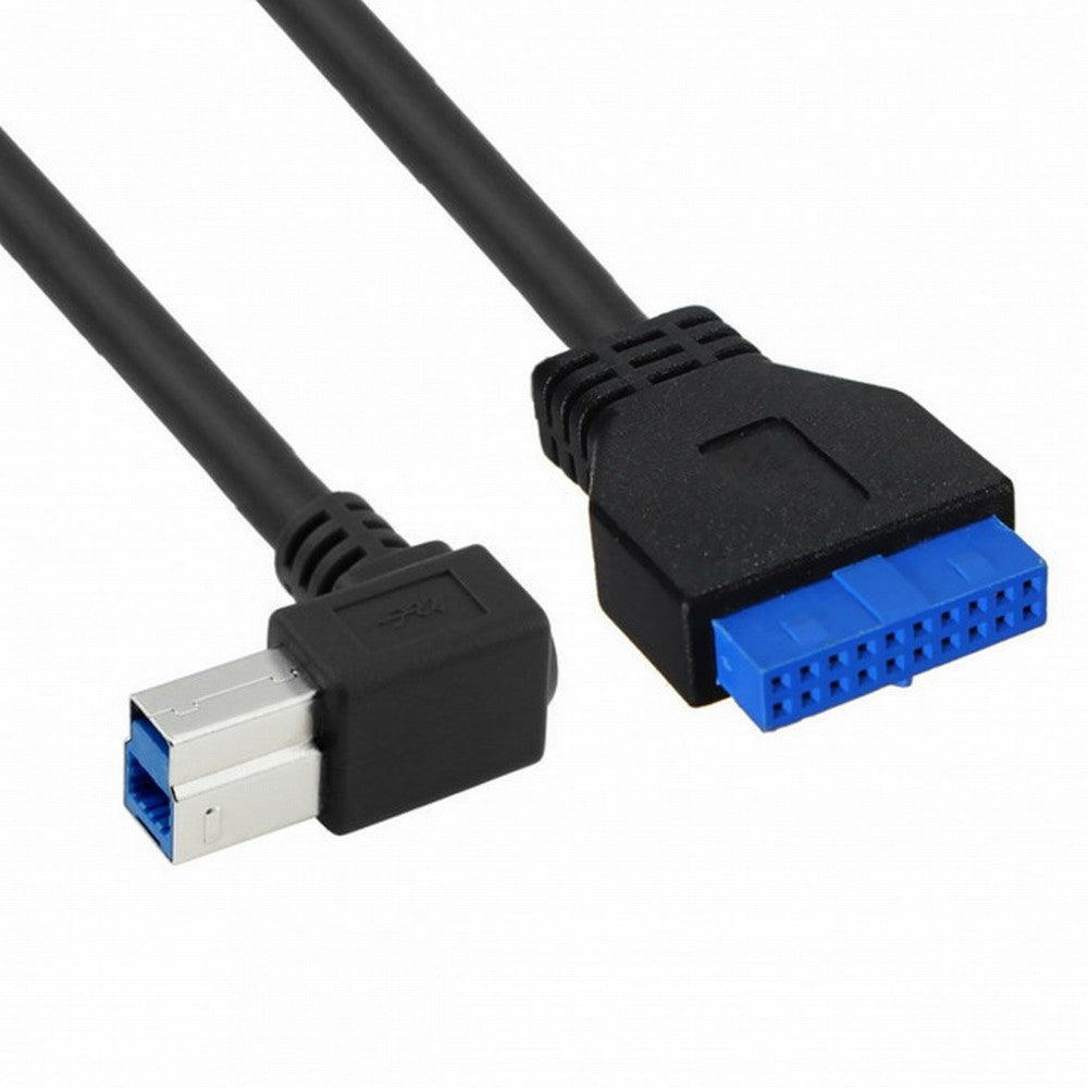90 Degree Left angled USB 3.0 B Type Male to 3.0 Motherboard 19pin Header Cable 50cm U3-060