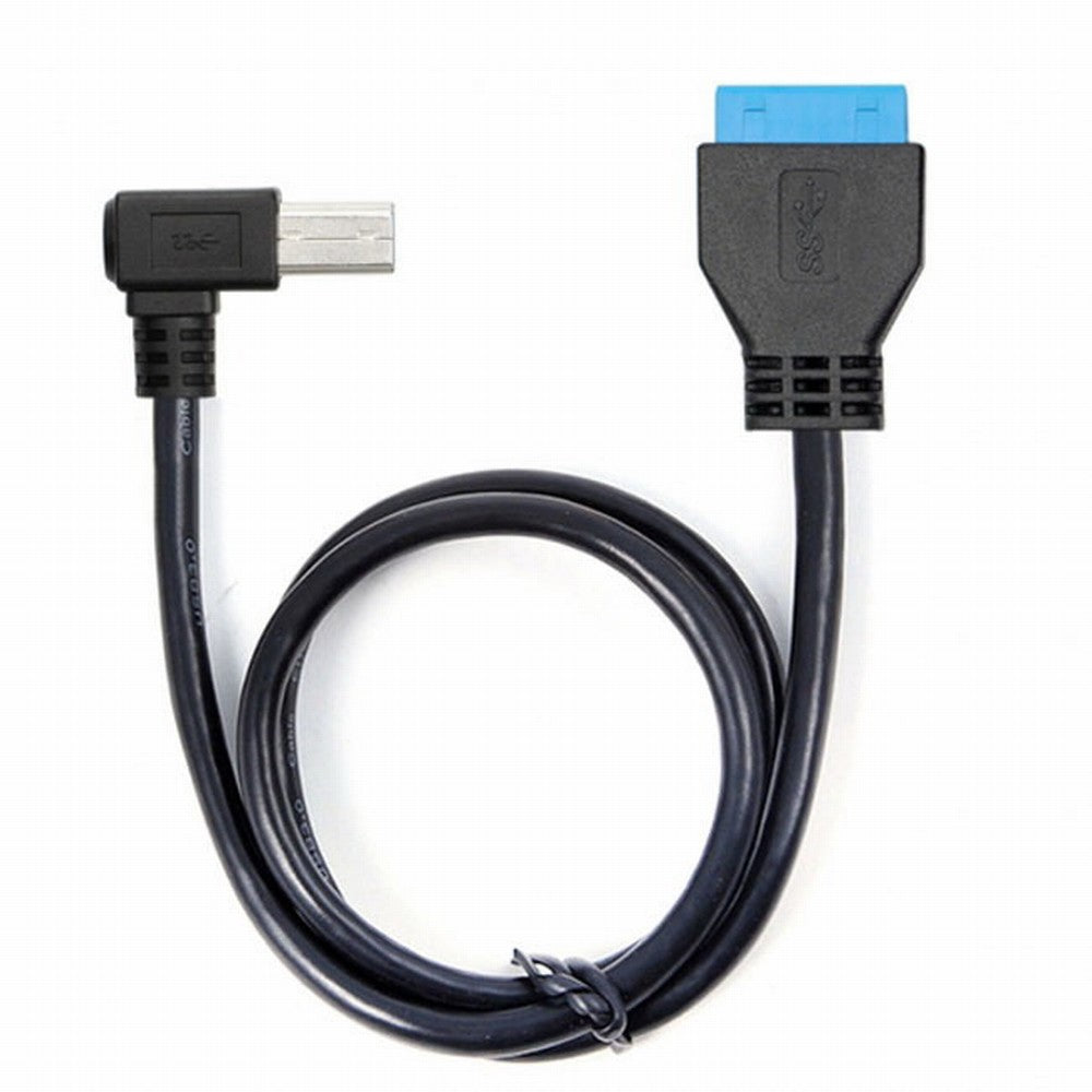 90 Degree Left angled USB 3.0 B Type Male to 3.0 Motherboard 19pin Header Cable 50cm U3-060
