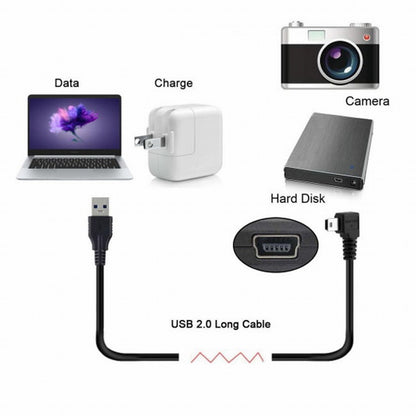 Mini USB B Type 5pin Male Left Angled 90 Degree to USB 2.0 Male Data Cable with Ferrite U2-057-LE-3.0M/U2-057-LE-5.0M