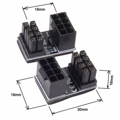 ATX 8Pin Female to 8pin Male 180 Degree Angled Power Adapter for Desktops Graphics Card PW-009