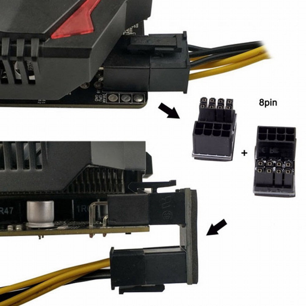 ATX 8Pin Female to 8pin Male 180 Degree Angled Power Adapter for Desktops Graphics Card PW-009