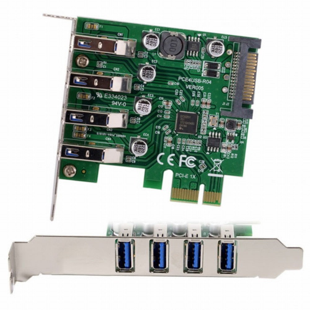 Low Profile 4 Ports PCI-E to USB 3.0 HUB PCI Express Expansion Card Adapter 5Gbps for Motherboard U3-101