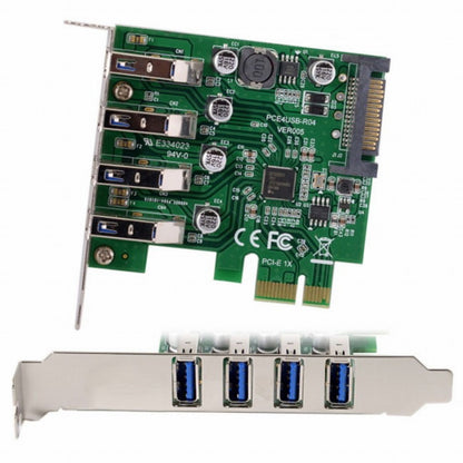 Low Profile 4 Ports PCI-E to USB 3.0 HUB PCI Express Expansion Card Adapter 5Gbps for Motherboard U3-101