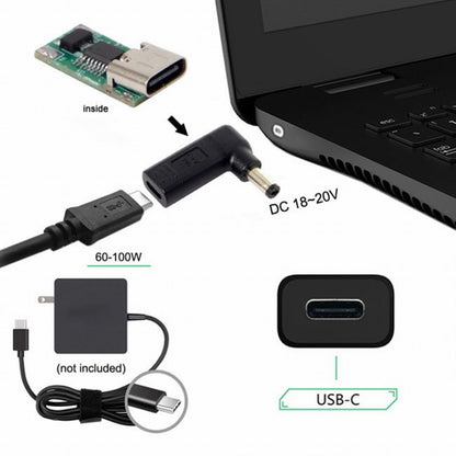 USB 3.1 Type C USB-C to DC 20V 5.5 2.1mm Adapter PD Emulator Trigger 90 Degree Angled UC-112-5521MM