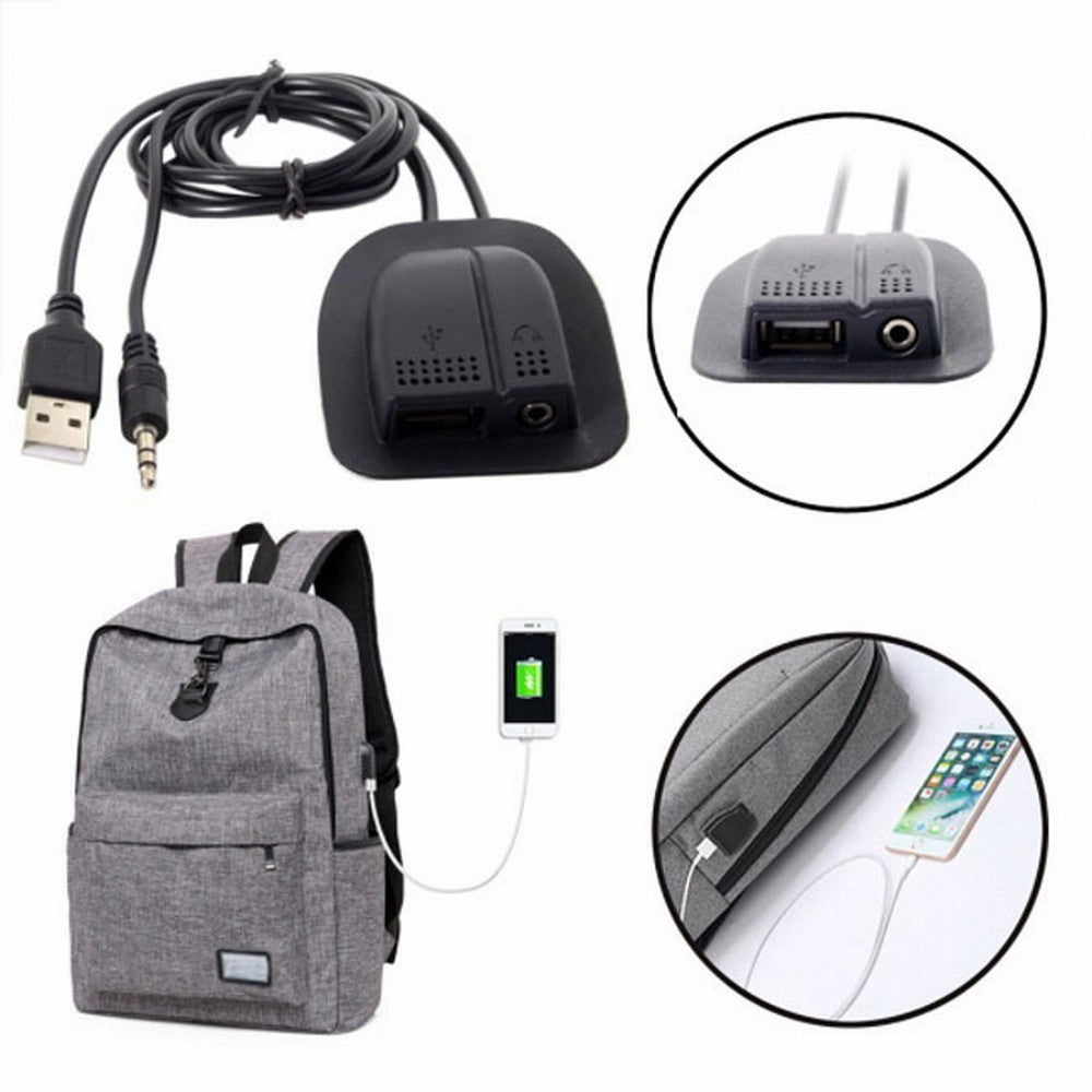 Backpack USB 2.0 Audio 3.5mm Charging Cable Practical Convenient Outdoor Travel Camping External U2-019