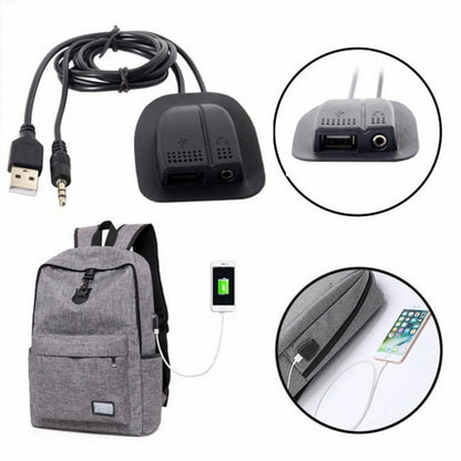 Backpack USB 2.0 Audio 3.5mm Charging Cable Practical Convenient Outdoor Travel Camping External U2-019