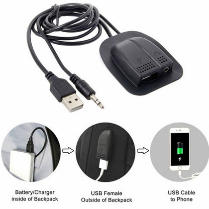 Backpack USB 2.0 Audio 3.5mm Charging Cable Practical Convenient Outdoor Travel Camping External U2-019