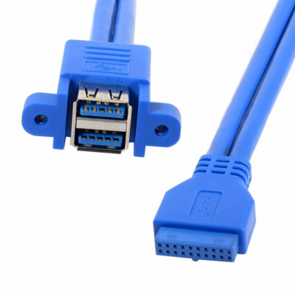 Stackable USB 3.0 Female Panel Type to Motherboard 20Pin Header Cable Dual Ports 50cm U3-021