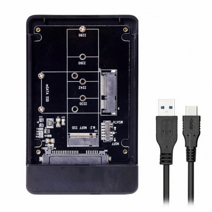 Combo M.2 NGFF B-key mSATA SSD to USB Type-C Converter Case Enclosure with Switch UC-209