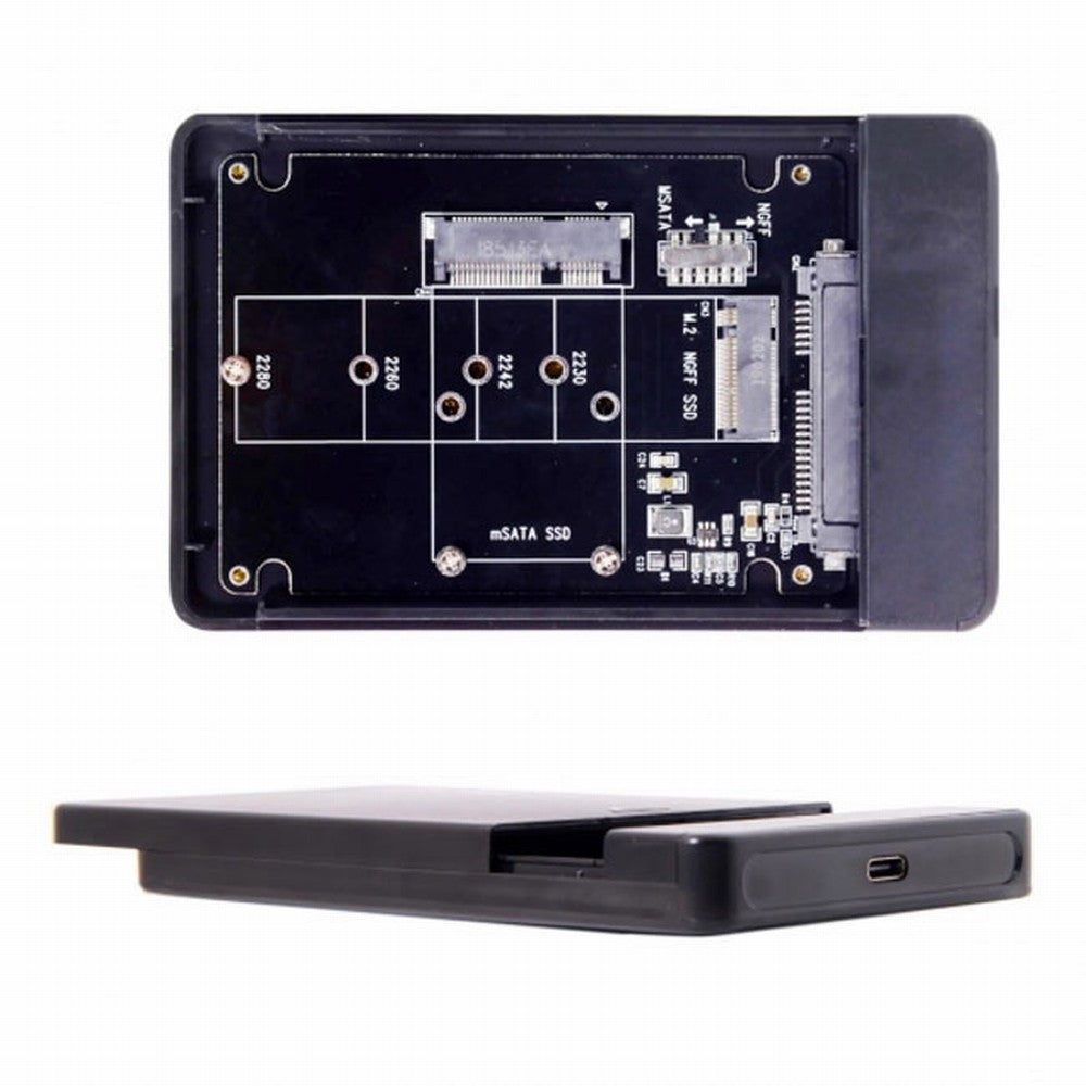 Combo M.2 NGFF B-key mSATA SSD to USB Type-C Converter Case Enclosure with Switch UC-209