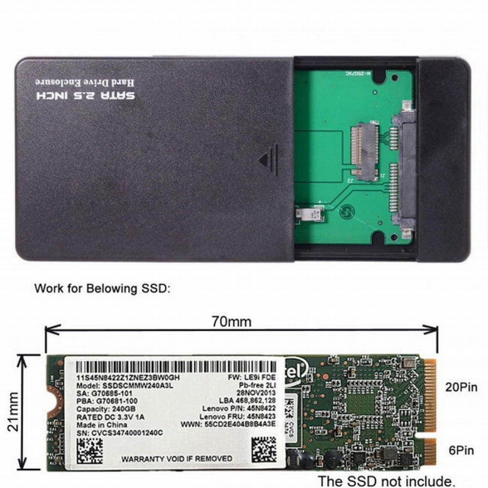 USB-C Type-C to 20+6Pin Thinkpad X1 Carbon SATA SSD Hard Disk Case Enclosure UC-122