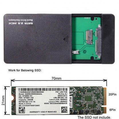 USB-C Type-C to 20+6Pin Thinkpad X1 Carbon SATA SSD Hard Disk Case Enclosure UC-122