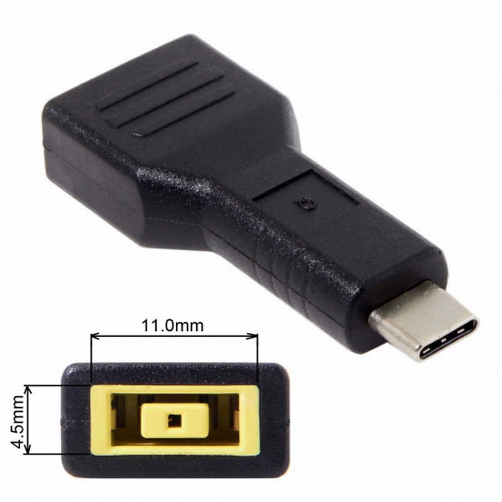Rectangle Jack Lenovo Input to USB-C Type-C Power Plug Charge Adapter for Laptop Phone UC-211-BK-1145MM
